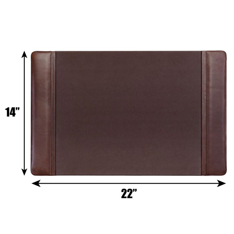 DACASSO Leather Desk Pad with Side Rails - Luxury Leather Desk Blotter for Writing - Executive Desk Surface Protector - (Chocolate Brown, 22â€ x 14â€) - Image 2